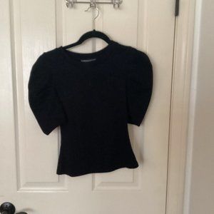 Anthropolgie Black Top with Puffy Sleeves Womens Size Small